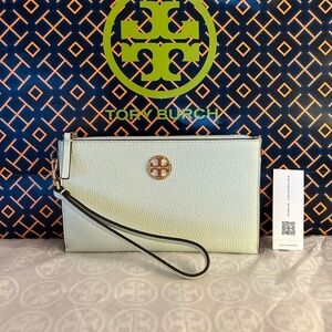 Tory Burch Chelsea Wristlet Bag Meadow Mist Green Gold